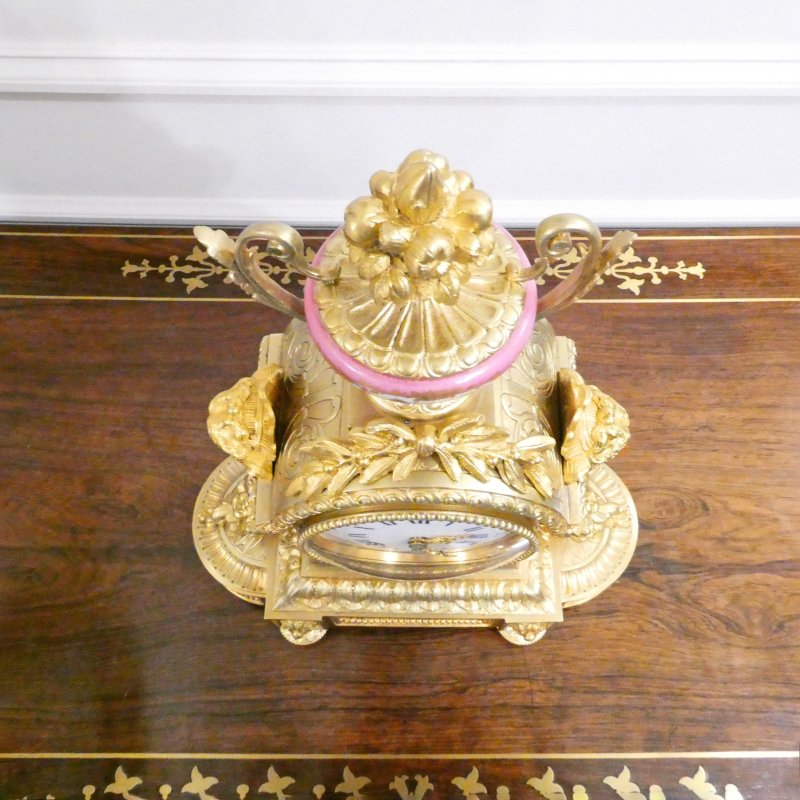 French Louis XVI Style Gilt Bronze & Porcelain Mantel Clock by Japy Freres - Image 9