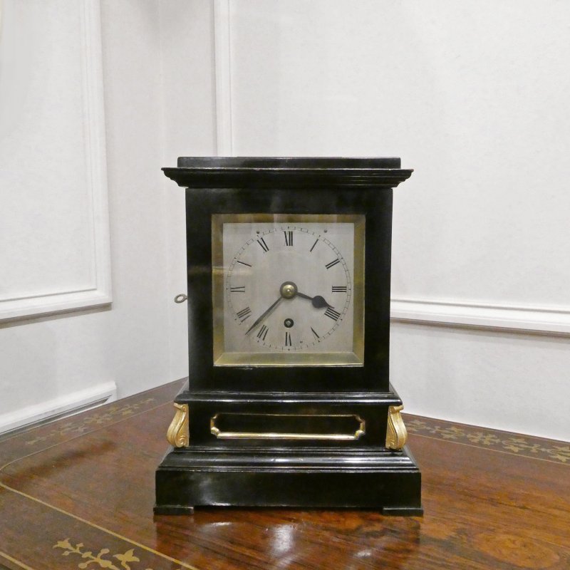 Early Victorian Ebonised Single Fusee Library Clock - Image 2