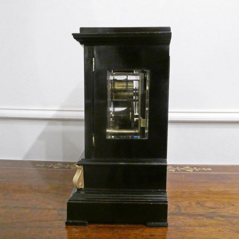 Early Victorian Ebonised Single Fusee Library Clock - Image 9