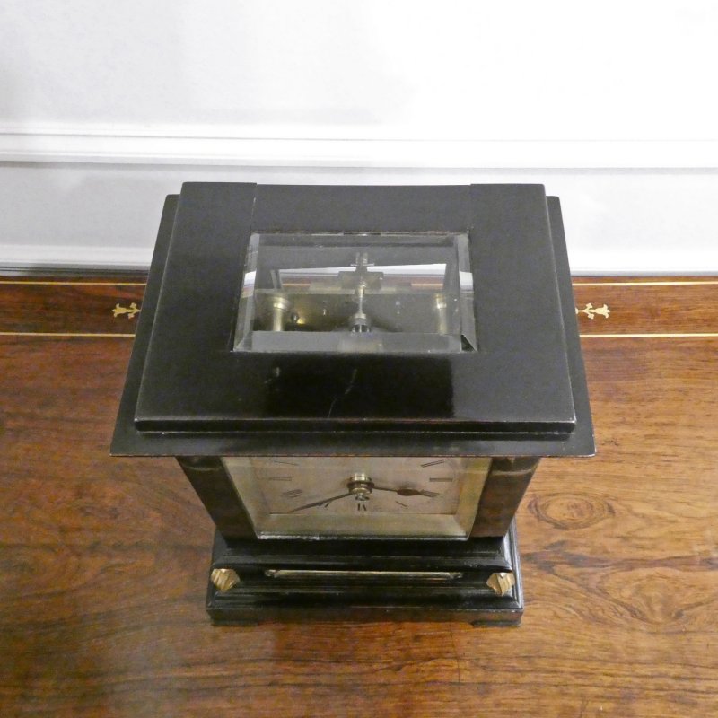 Early Victorian Ebonised Single Fusee Library Clock - Image 7