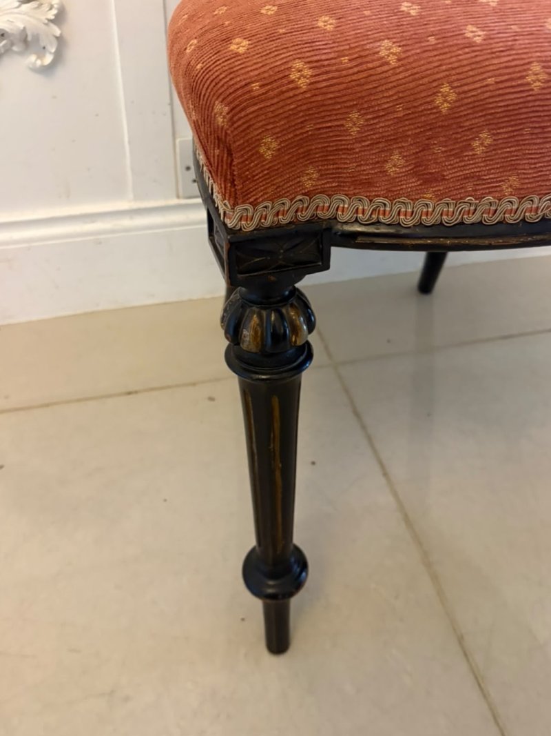 Antique Victorian Set of 4 Ebonised & Gilt Dining Chairs - Image 16