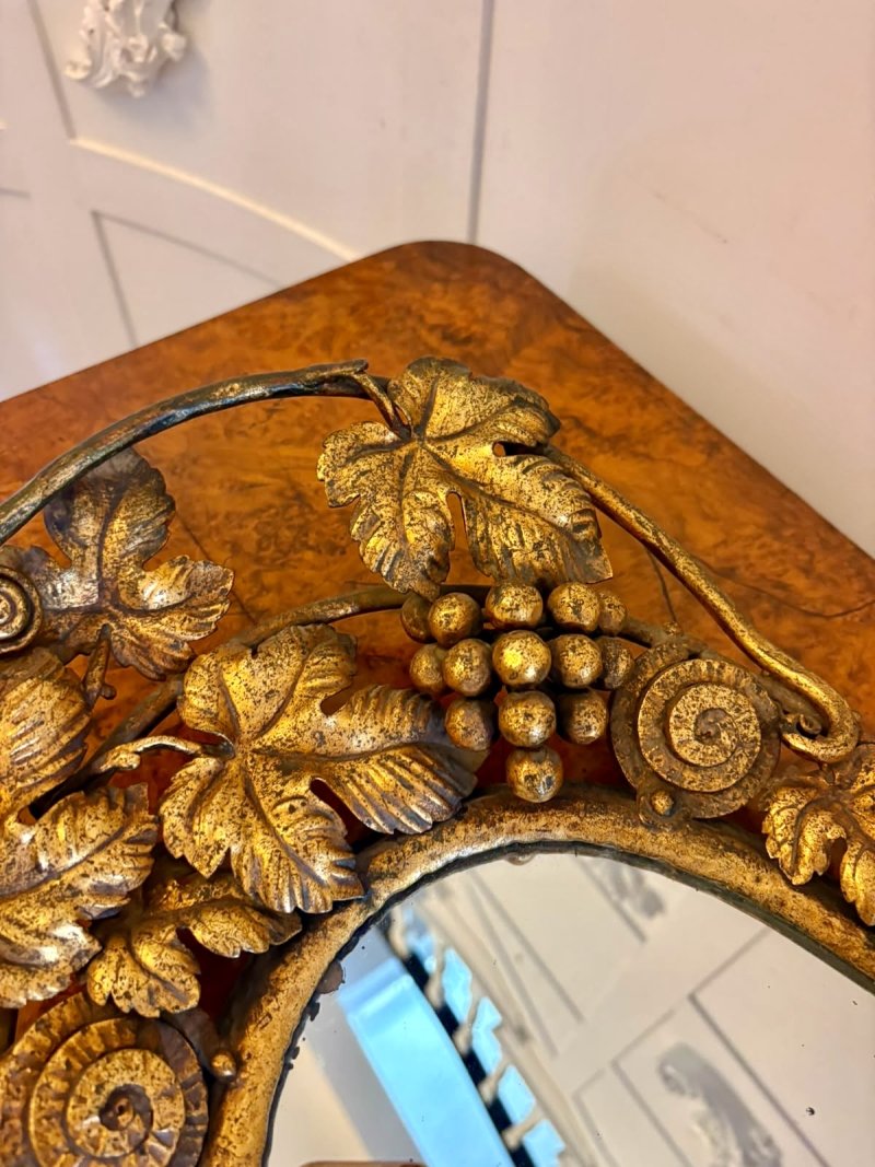 Antique Edwardian Gilt Metal Mirrored Grape Vine Drinks Serving Tray - Image 5