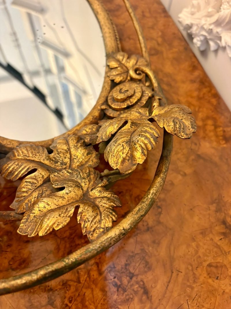 Antique Edwardian Gilt Metal Mirrored Grape Vine Drinks Serving Tray - Image 10