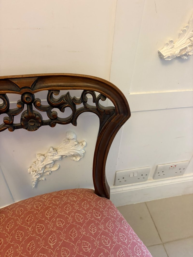 Antique Pair Victorian Carved Walnut Side Chairs - Image 13