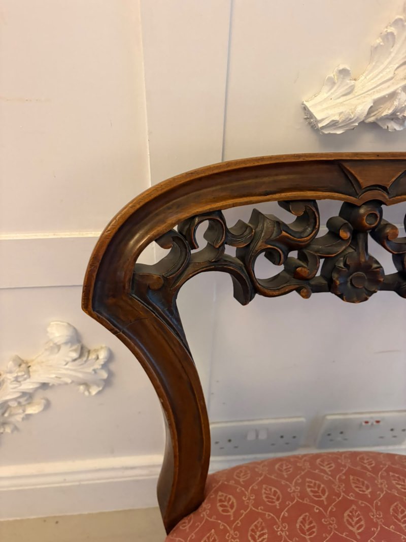 Antique Pair Victorian Carved Walnut Side Chairs - Image 8