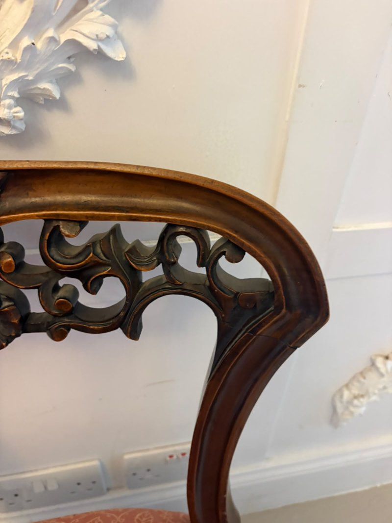 Antique Pair Victorian Carved Walnut Side Chairs - Image 9