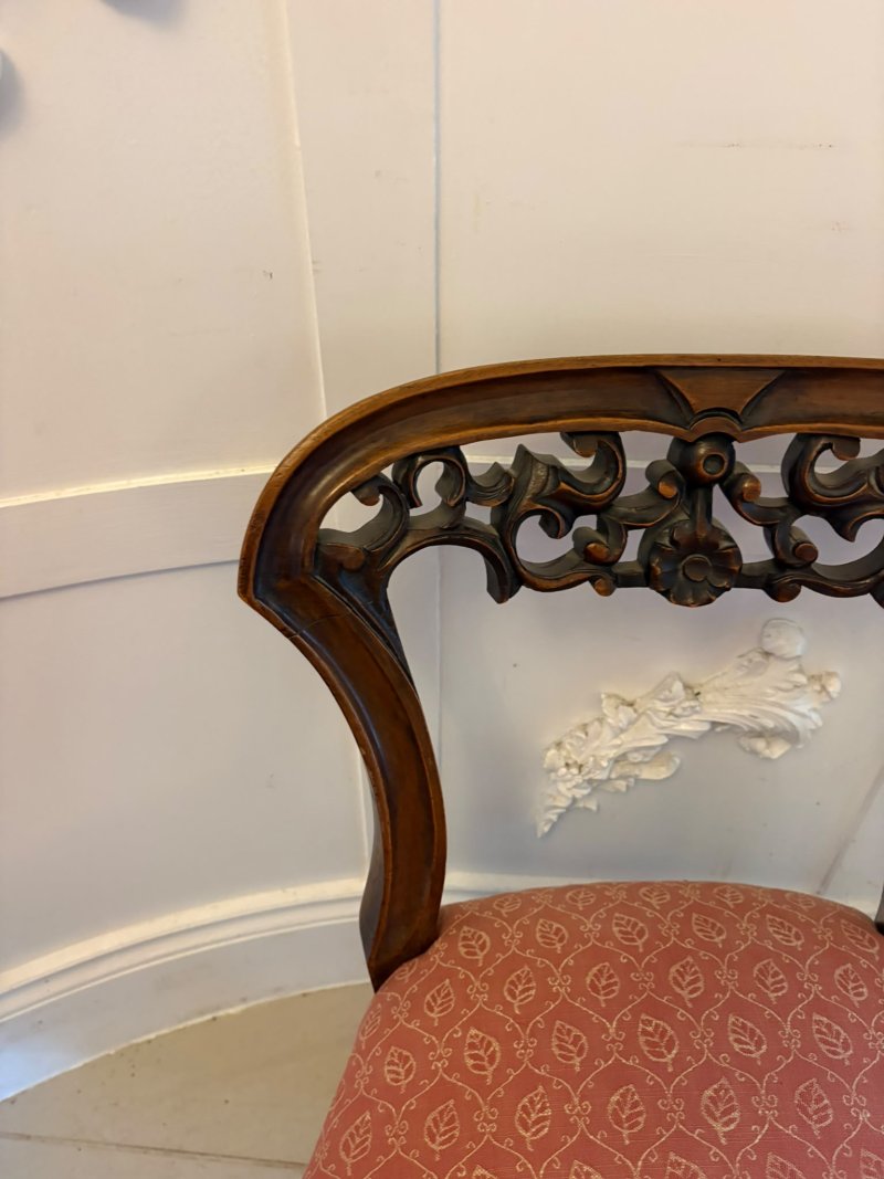 Antique Pair Victorian Carved Walnut Side Chairs - Image 14
