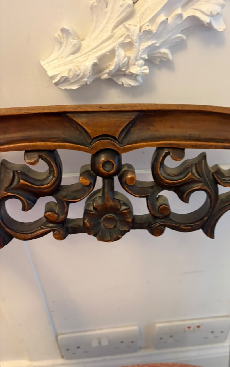 Antique Pair Victorian Carved Walnut Side Chairs - Image 12