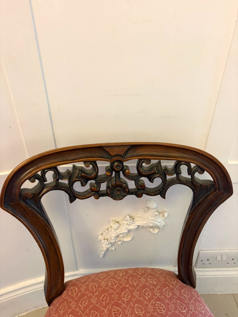 Antique Pair Victorian Carved Walnut Side Chairs - Image 15
