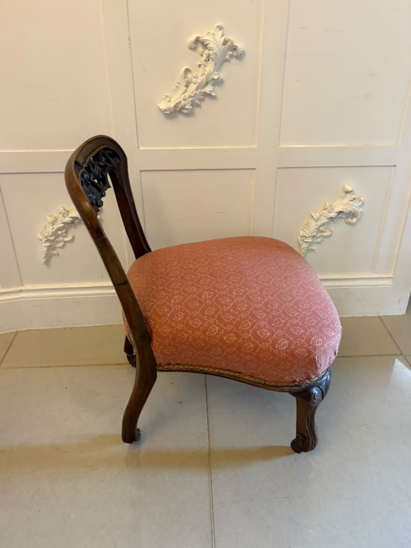 Antique Pair Victorian Carved Walnut Side Chairs - Image 5