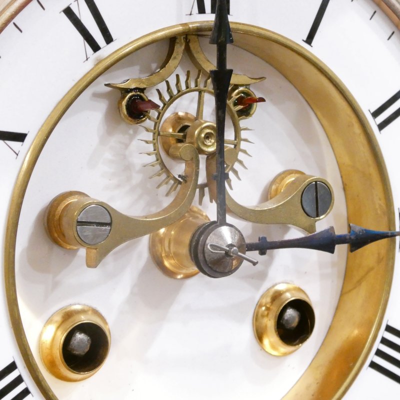 French Gilt Bronze & Brass Four Glass Mantel Clock by Samuel Marti - Image 2
