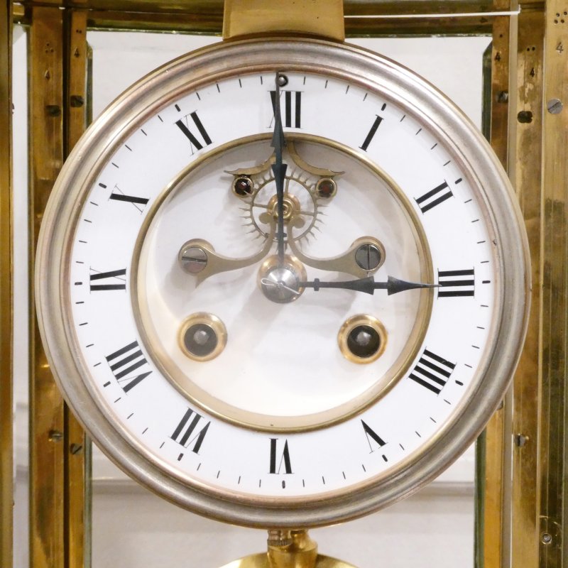 French Gilt Bronze & Brass Four Glass Mantel Clock by Samuel Marti - Image 3