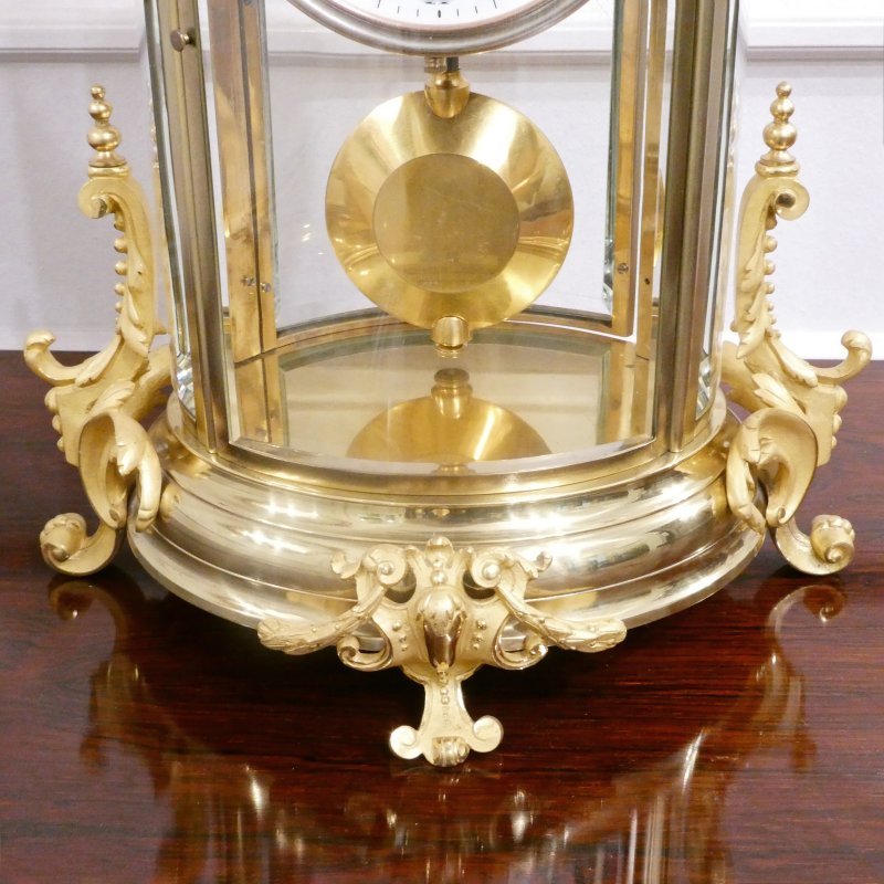 French Gilt Bronze & Brass Four Glass Mantel Clock by Samuel Marti - Image 4