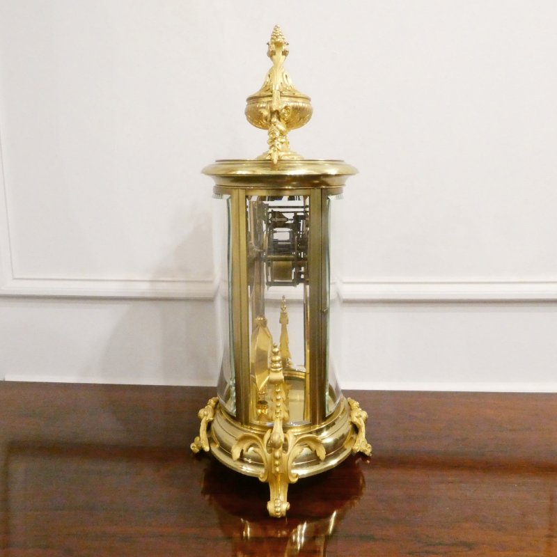 French Gilt Bronze & Brass Four Glass Mantel Clock by Samuel Marti - Image 12