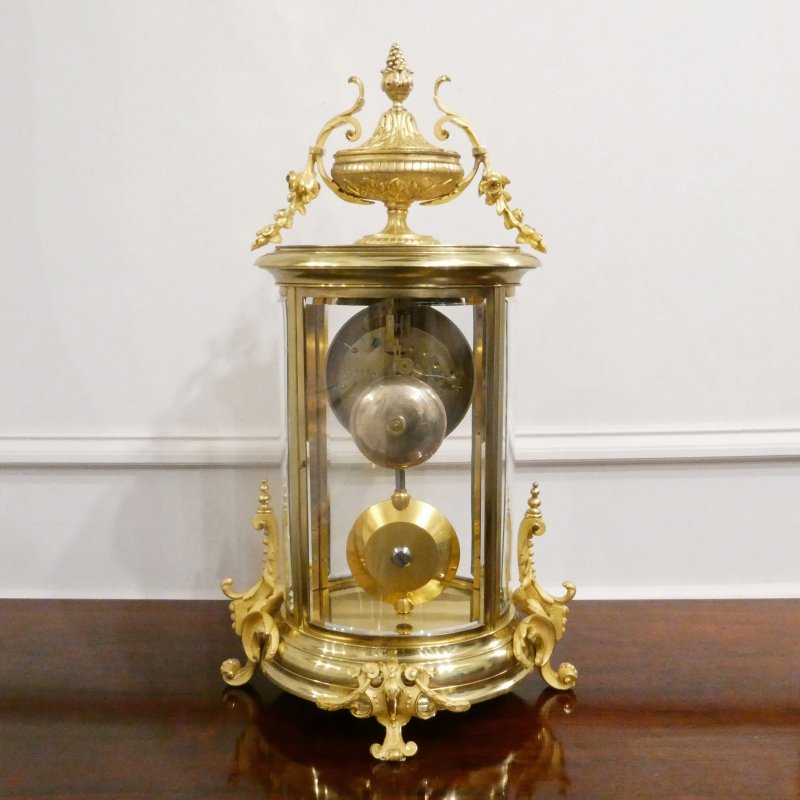 French Gilt Bronze & Brass Four Glass Mantel Clock by Samuel Marti - Image 14