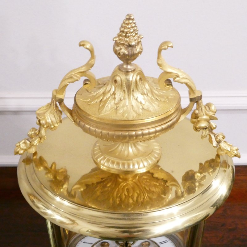 French Gilt Bronze & Brass Four Glass Mantel Clock by Samuel Marti - Image 11