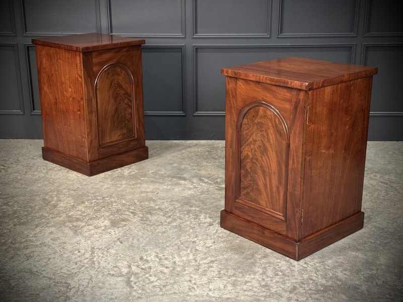 Pair of Large Flame Mahogany Bedside Cabinets