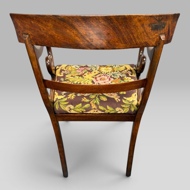 Antique William IV Mahogany Elbow Armchair with Floral Upholstered Seat - Image 10