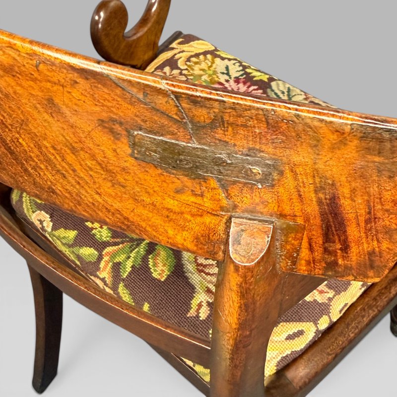 Antique William IV Mahogany Elbow Armchair with Floral Upholstered Seat - Image 12