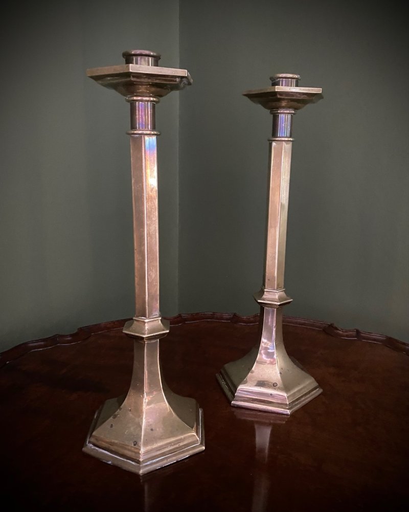 Pair brass church candlesticks