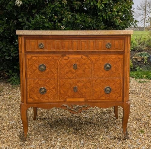 French Marquetry Commode Chest of Drawers