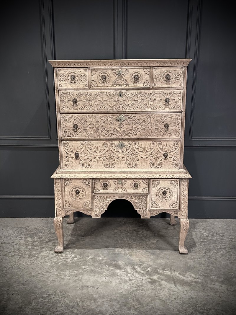 18th Century Bleached Oak Chest on Stand - Image 3