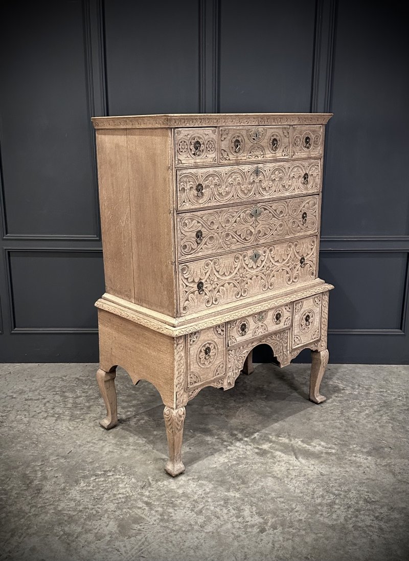 18th Century Bleached Oak Chest on Stand - Image 2