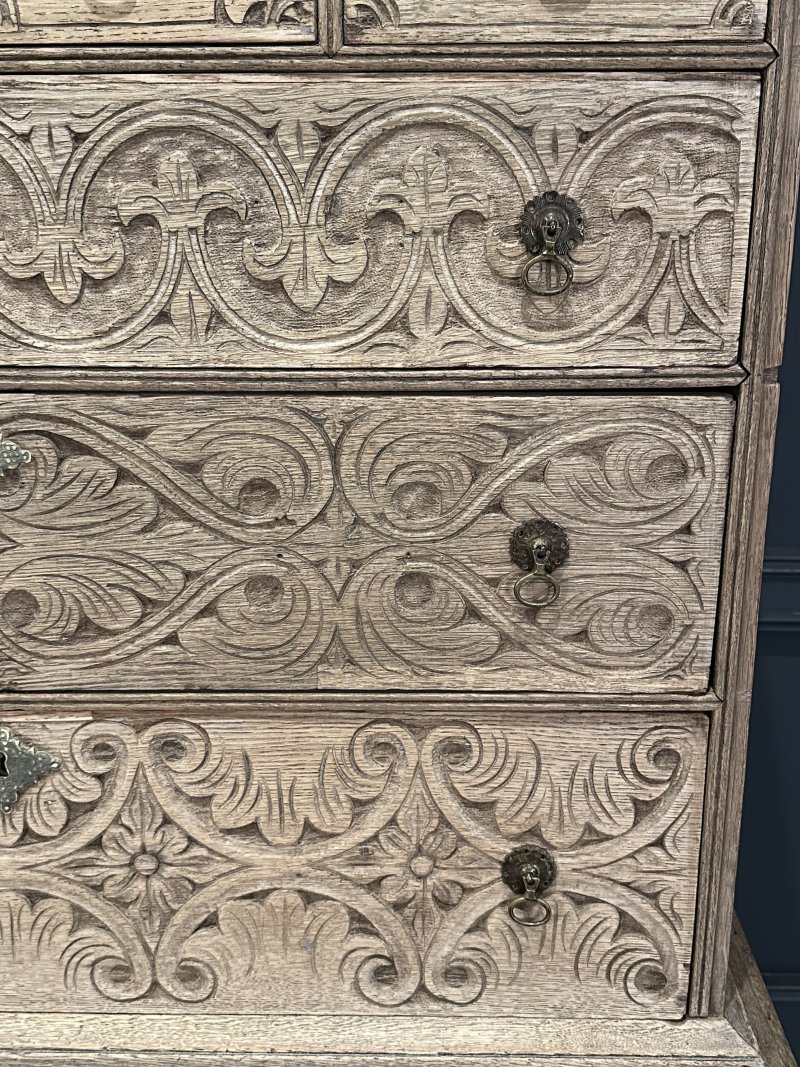18th Century Bleached Oak Chest on Stand - Image 10