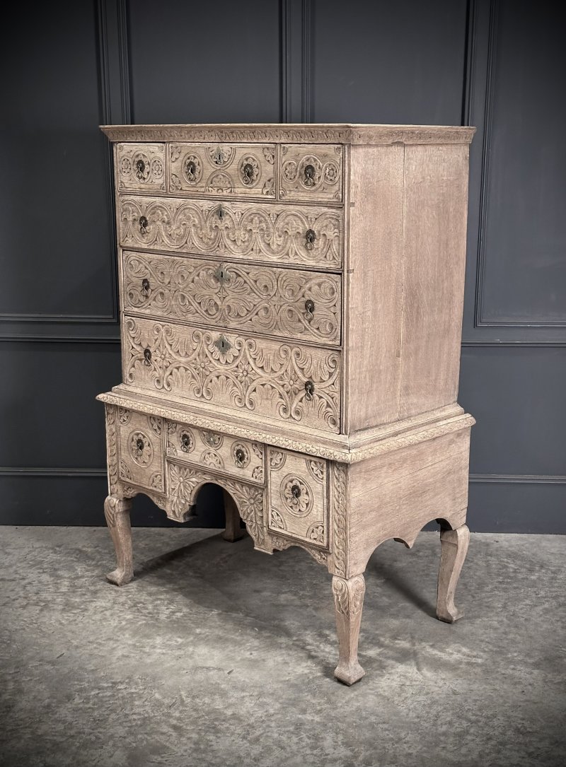 18th Century Bleached Oak Chest on Stand - Image 5