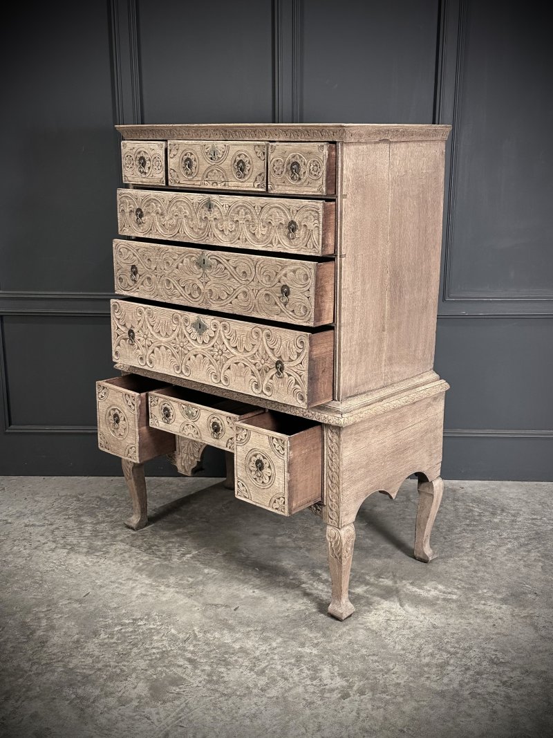 18th Century Bleached Oak Chest on Stand - Image 6