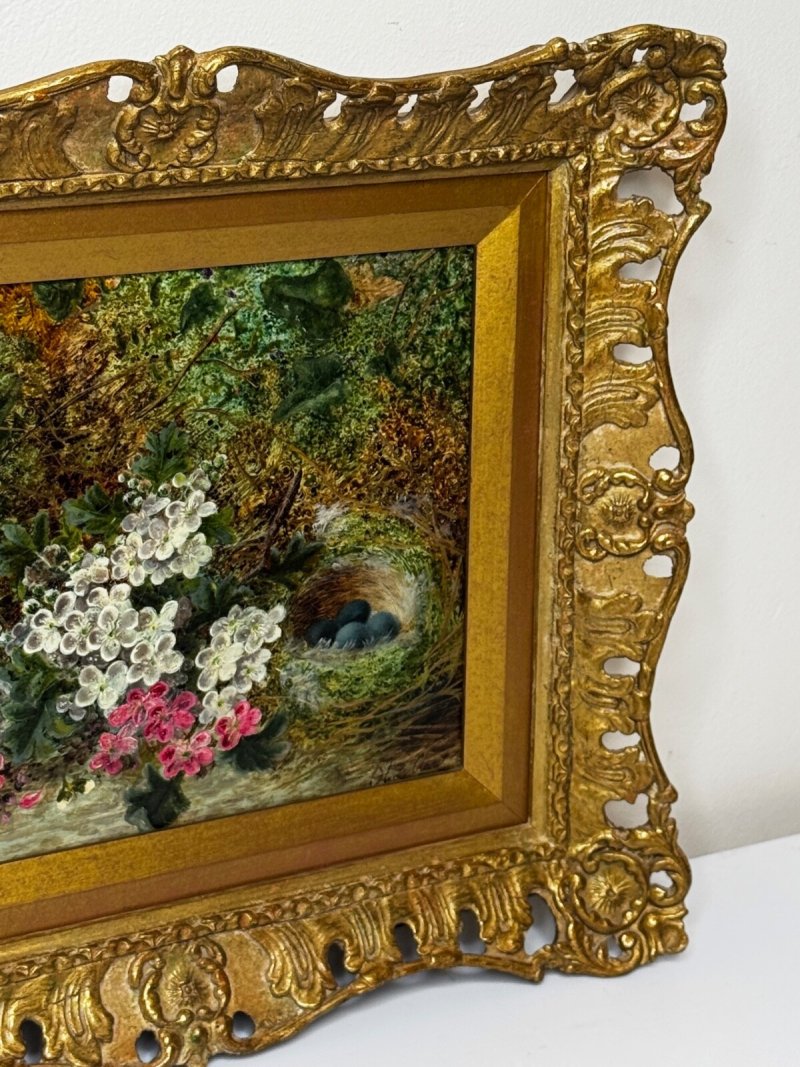 Victorian Oliver Clare Oil Painting – A Hidden Bird’s Nest Among Blossom - Image 12