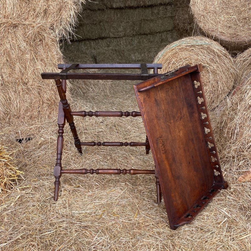 Victorian oak butlers tray on stand