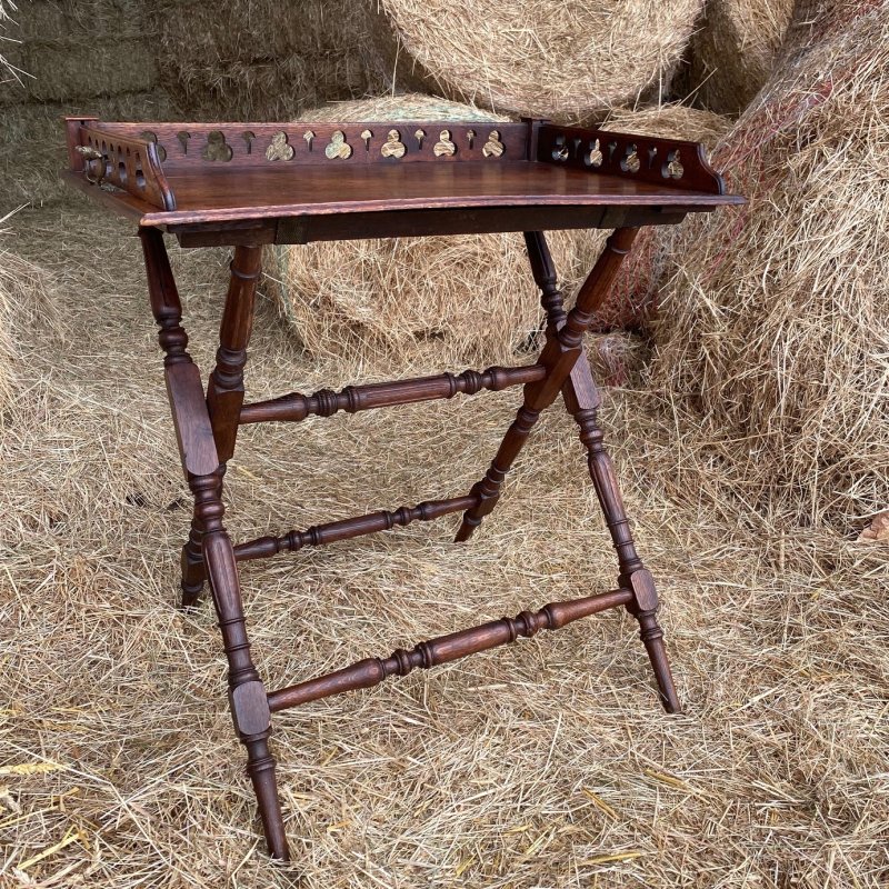 Victorian oak butlers tray on stand - Image 3