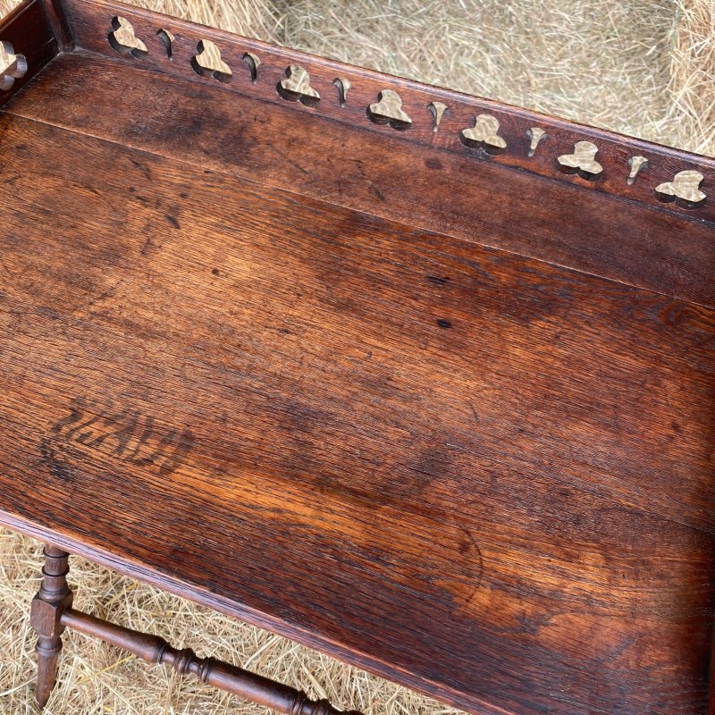 Victorian oak butlers tray on stand - Image 4
