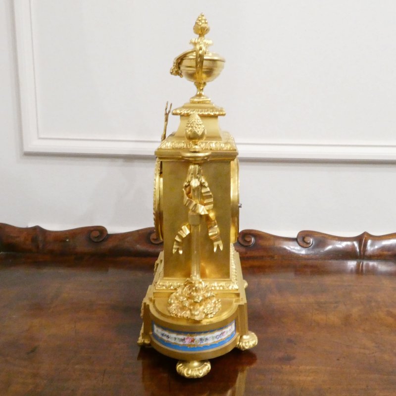 French Louis XVI Style Gilt Bronze & Porcelain Mantel Clock by Henry Marc - Image 13