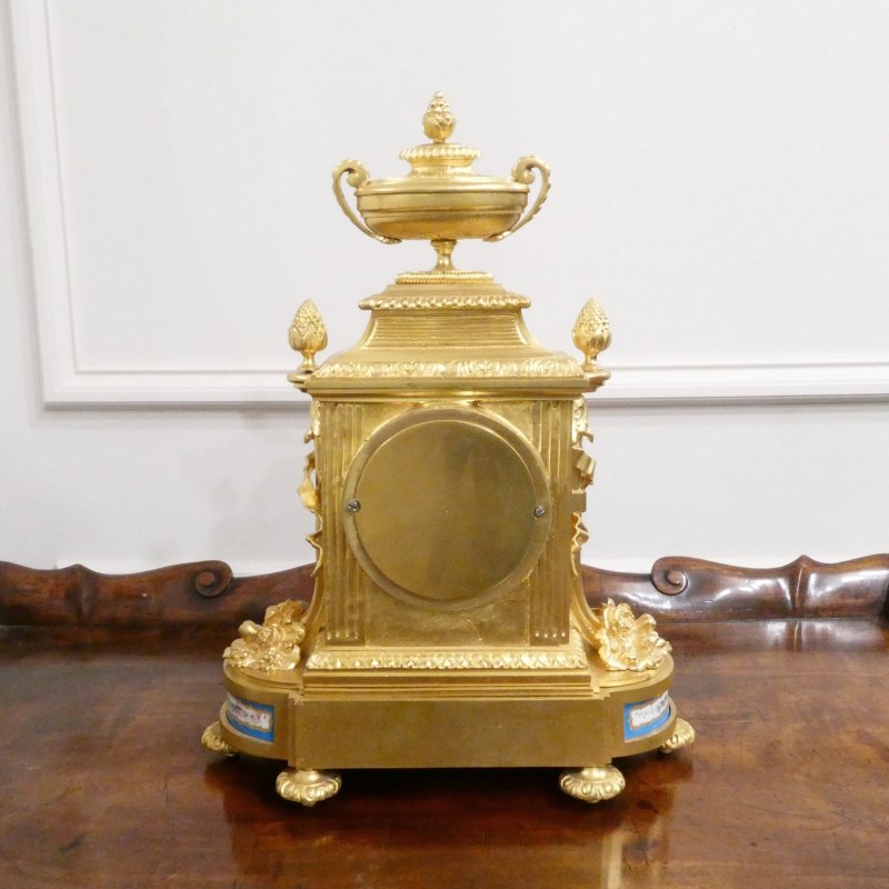 French Louis XVI Style Gilt Bronze & Porcelain Mantel Clock by Henry Marc - Image 14