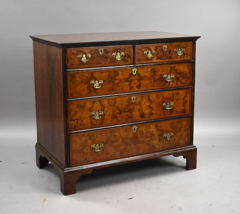 George III Burr Walnut Chest of Drawers - Image 2