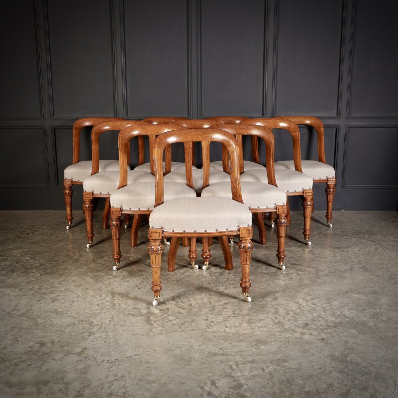 Magnificent Set Of Ten Victorian Oak Dining Chairs - Image 3