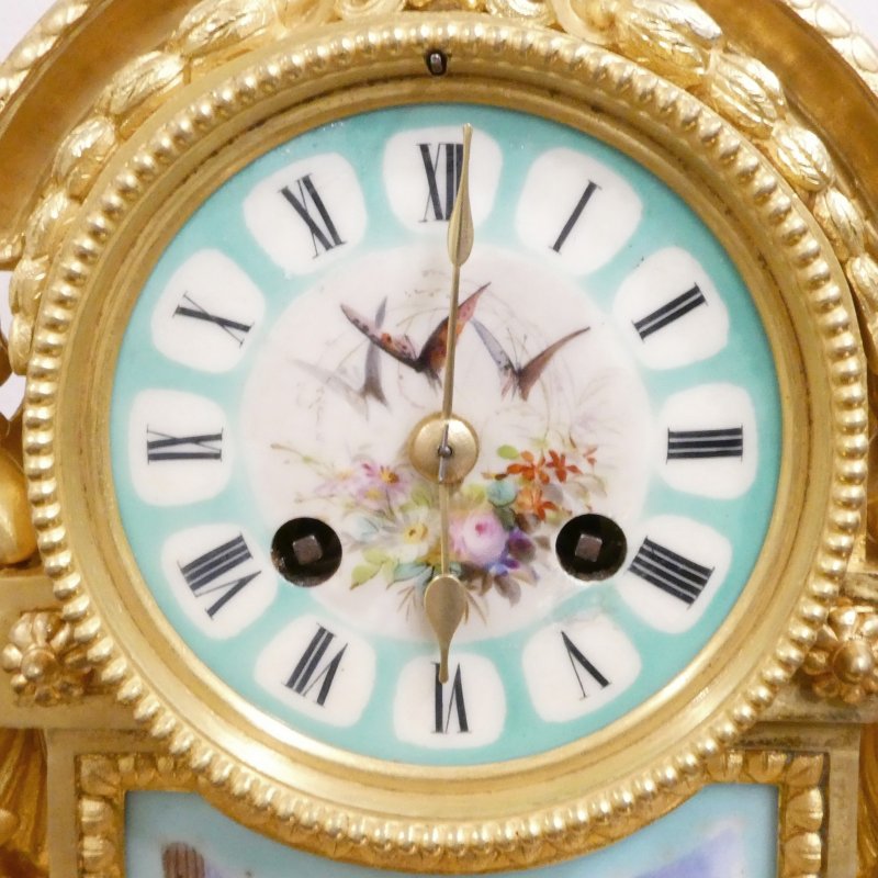 French Gilt Bronze & Porcelain Mantel Clock - Image 3