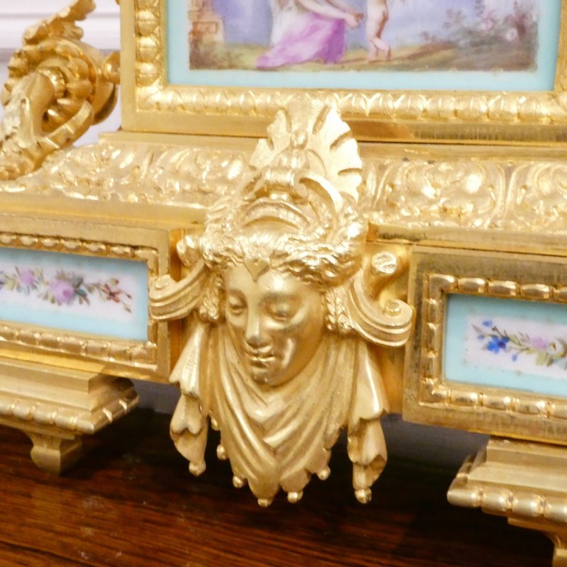 French Gilt Bronze & Porcelain Mantel Clock - Image 7