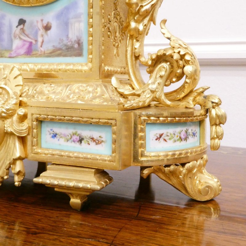 French Gilt Bronze & Porcelain Mantel Clock - Image 8