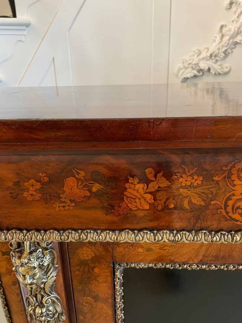 Antique Victorian Burr Walnut Marquetry Cabinet Sideboard - Image 14