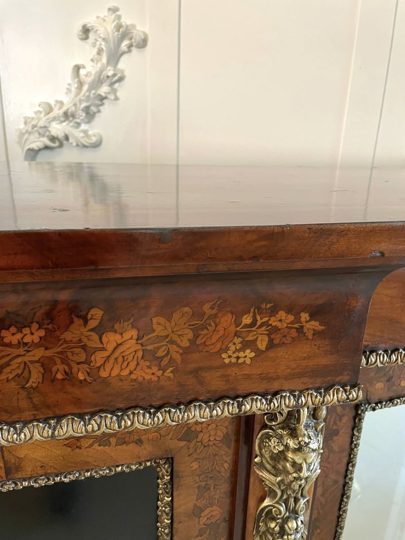 Antique Victorian Burr Walnut Marquetry Cabinet Sideboard - Image 15