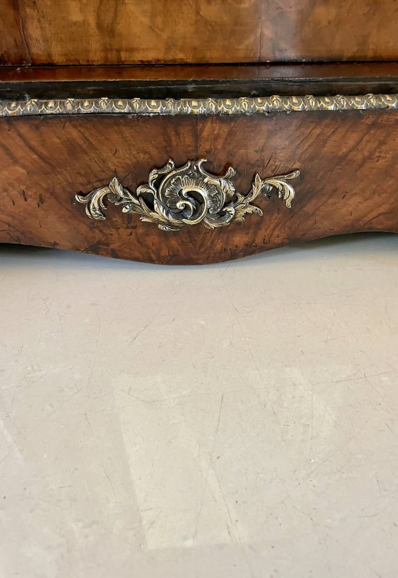 Antique Victorian Burr Walnut Marquetry Cabinet Sideboard - Image 12
