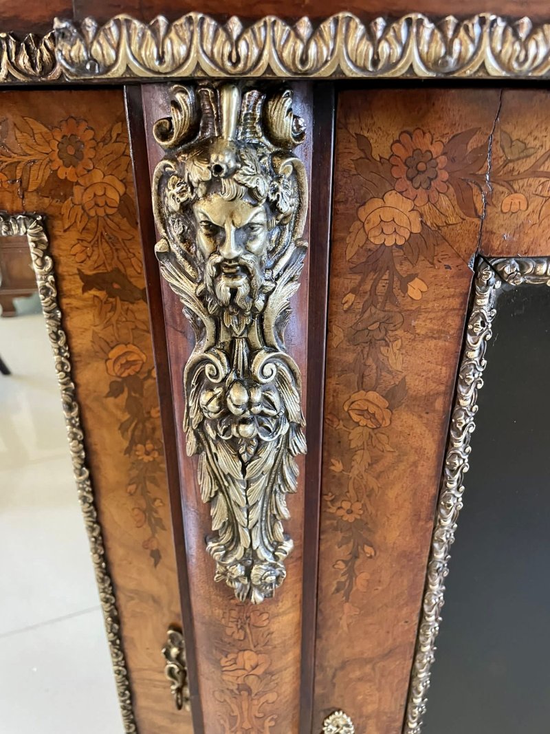 Antique Victorian Burr Walnut Marquetry Cabinet Sideboard - Image 18