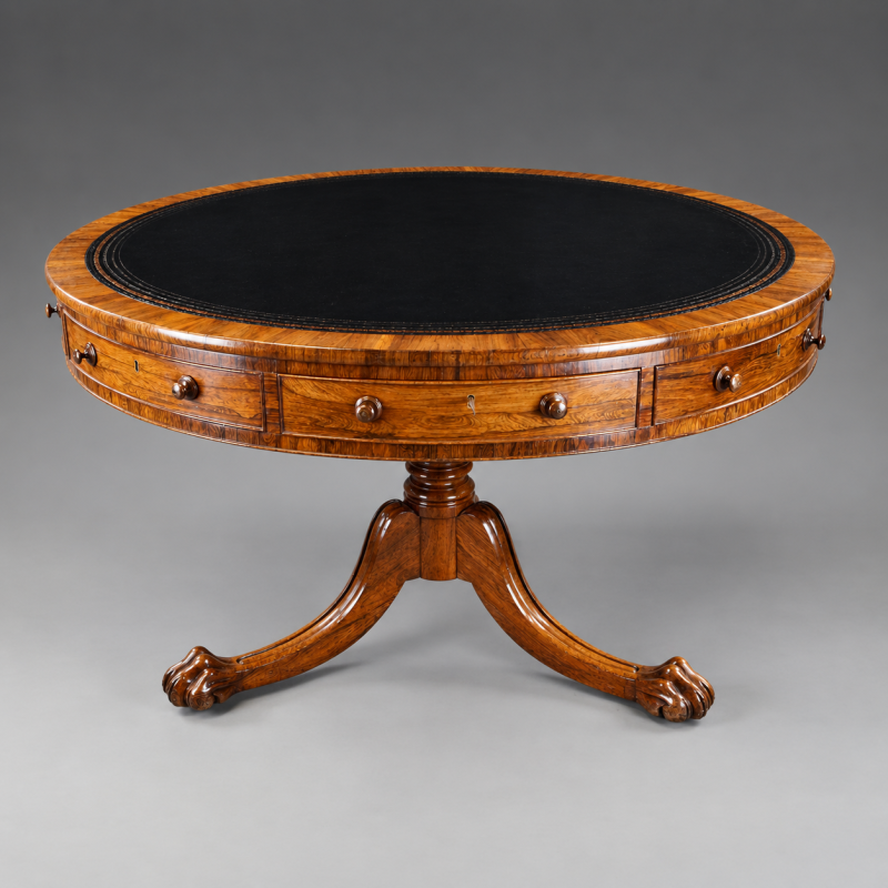 An unusual Regency Rosewood drum table