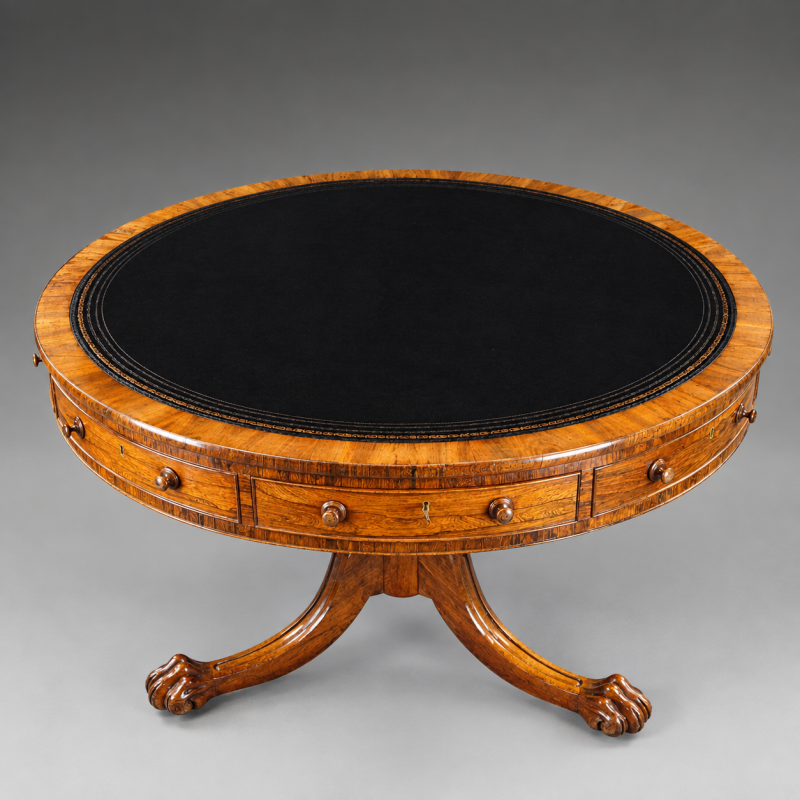 An unusual Regency Rosewood drum table - Image 3