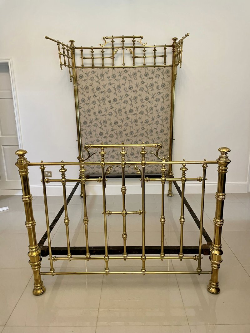 Antique Victorian Exhibition Quality Solid Brass Half Tester Double Bed - Image 8
