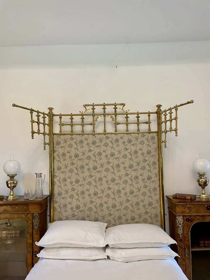 Antique Victorian Exhibition Quality Solid Brass Half Tester Double Bed - Image 7