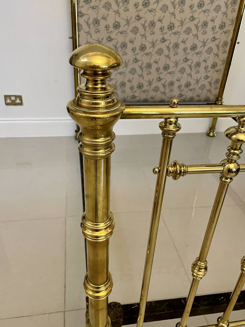 Antique Victorian Exhibition Quality Solid Brass Half Tester Double Bed - Image 9